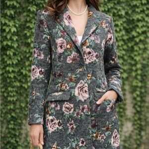 B.B. DAKOTA Gray Floral Long-Line Heavyweight Blazer, S